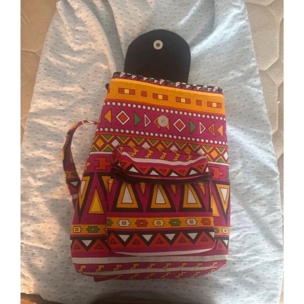 Colorful Geometric Print Backpack – Adjustable Straps - Picture 2 of 6